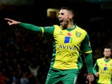 Gary Hooper of Norwich City celebrates as he scores their first goal from the penalty spot during the Barclays Premier League match between Norwich City and West Ham on November 9, 2013