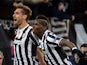 Fernando Llorente of Juventus celebrates his goal with team-mate Paul Pogba during the UEFA Champions League Group B match between Juventus and Real Madrid at Juventus Arena on November 5, 2013