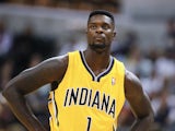 Lance Stephenson of the Indiana Pacers watches a free throw against the Chicago Bulls during action on October 5, 2013