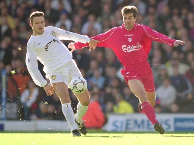 Mark Viduka battles for possession against Liverpool on November 04, 2000.