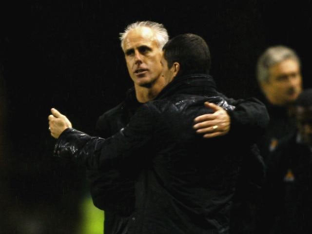 Mick McCarthy the Wolverhampton Wanderers manager embraces Roy Keane the Sunderland manager at the end of a Coca-Cola Championship match on November 24, 2006