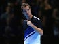 Richard Gasquet of France celebrates winning the first set in his men's singles match against Juan Martin Del Potro of Argentina during day one of the Barclays ATP World Tour Finals at O2 Arena on November 4, 2013