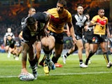 Sonny Bill Williams of New Zealand scores his third try during the Rugby League World Cup Group B match between New Zealand and Papua New Guinea at Headingley Stadium on November 8, 2013
