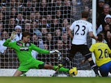 Newcastle's Tim Krul makes a save under pressure during the match against Tottenham on November 10, 2013