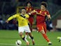 Belgium's Axel Witsel and Colombia's Radamel Falcao battle for the ball during an international friendly match on November 14, 2013