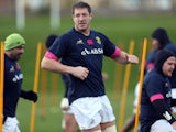 South African Rugby Union player Bakkies Botha takes part in a training session at Lasswade Rugby Club, Hawthornden, prior to the Scotland vs South Africa Test Match, on November 17, 2013