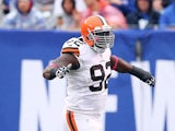 Cleveland Browns' Frostee Rucker in action against New York Giants on October 7, 2012