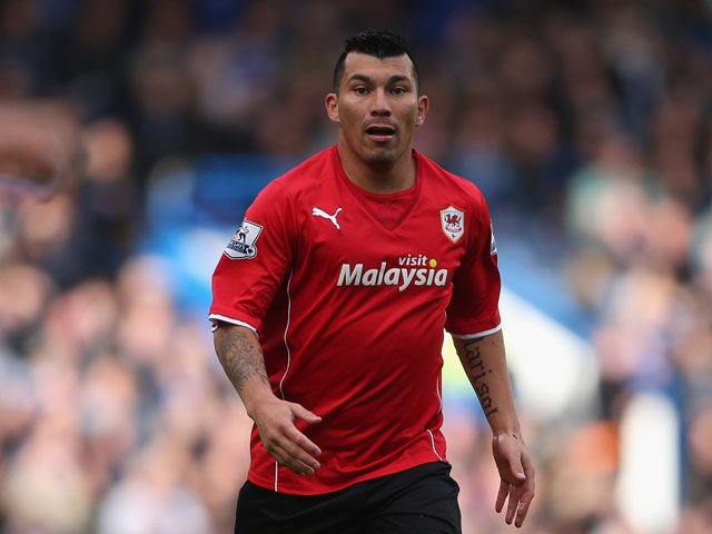 Gary Medel of Cardiff in action during the Barclays Premier League match between Chelsea and Cardiff City at Stamford Bridge on October 19, 2013