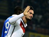 Germany's defender Mats Hummels celebrates after scoring during the FIFA World Cup friendly football match Italy vs Germany on November 15, 2013