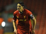 Martin Kelly of Liverpool U21 in action during the Barclays U21s Premier League match between Liverpool U21 and Sunderland U21 at Anfield on September 17, 2013