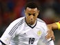 Matty Phillips of Scotland in action with Nacer Chadli of Belgium during the FIFA 2012 World Cup Qualifier match between Belgium and Scotland on October 16, 2012