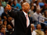 Head coach Monty Williams of the New Orleans Pelicans reacts during the game against the Indiana Pacers at the New Orleans Arena on October 30, 2013