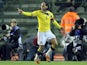 Colombia's Radamel Falcao celebrates after scoring the opening goal against Belgium during an international friendly match on November 14, 2013
