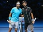 Rafael Nadal of Spain and Novak Djokovic of Serbia pose prior to their men's singles final match during day eight of the Barclays ATP World Tour Finals at O2 Arena on November 11, 2013