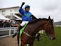 Ruby Walsh celebrates victory onboard Hurricane Fly after winning the Champion Hurdle Challenge Trophy race on March 12, 2013