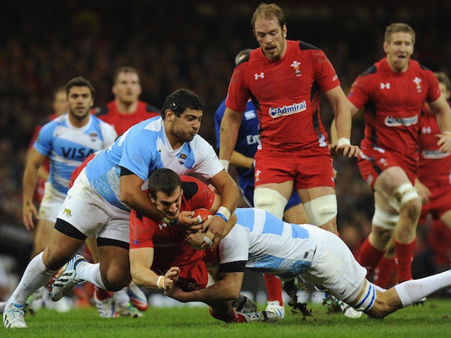Wales captain Sam Warburton runs into the Argentina defence during the International Match between Wales and Argentina at the Millennium Stadium on November 16, 2013