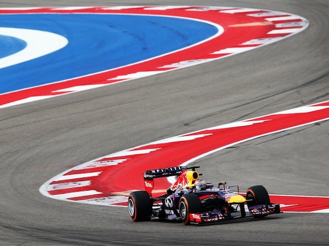 Sebastian Vettel zips around the Circuit of the Americas in Texas during qualifying for the United States Grand Prix on November 16, 2013