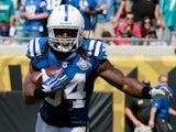 Trent Richardson of the Indianapolis Colts runs for yardage during the game against the Jacksonville Jaguars at EverBank Field on September 29, 2013