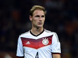  Germany's defender Benedikt Hoewedes looks on during a FIFA World Cup friendly football match between Italy and Germany on November 15, 2013