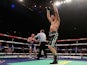 Carl Froch celebrates victory over George Groves as the referee stops the fight in the ninth round during their IBF & WBA World Super Middleweight Title fight on November 23, 2013