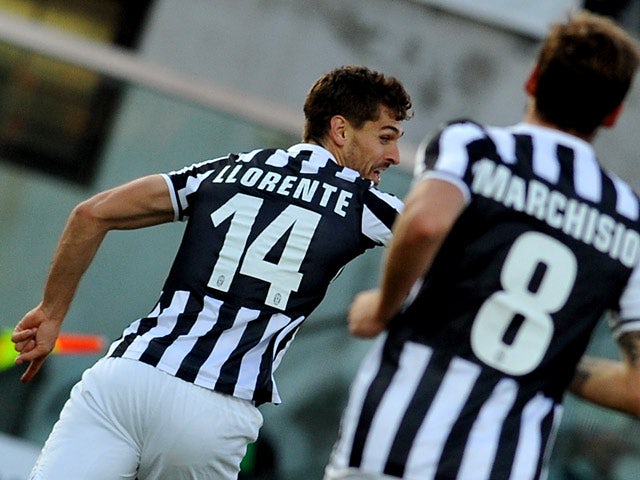 Juventus' Fernando Llorente celebrates after scoring the opening goal against Livorno during their Serie A match on November 24, 2013