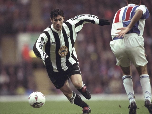 Keith Gillespie in action for Newcastle United against Blackburn Rovers on December 26, 1996.