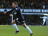 Kevan Hurst of Southend United celebrates scoring the opening goal during the Sky Bet League Two match between Southend United and York City at Roots Hall on November 23, 2013