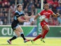 Mark Bennett of Glasgow passes the ball during the Heineken Cup Pool 2 match between Toulon and Glasgow Warriors at the Felix Mayol Stadium on October 13, 2013