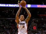 Michael Beasley of the Miami Heat shoots during a game against the Milwaukee Bucks at AmericanAirlines Arena on November 12, 2013