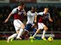 Ramires of Chelsea and Kevin Nolan of West Ham compete for the ball during the Barclays Premier League match on November 23, 2013