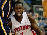 Rodney Stuckey of the Detroit Pistons tries to drive around Lance Stephenson of the Indiana Pacers during the second half at the Palace of Auburn Hills on November 5, 2013