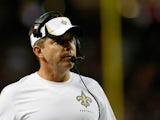 Head coach Sean Payton of the New Orleans Saints looks on against the Atlanta Falcons during a game at the Georgia Dome on November 21, 2013