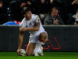 Tom Briscoe of England watches on during the Rugby League World Cup Group A match at the KC Stadium on November 9, 2013