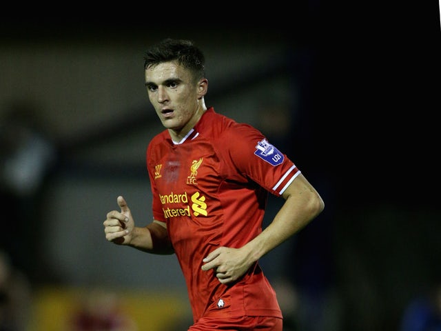 Adam Morgan of Liverpool U21 in action during the Barclays U21s Premier League match between Manchester City U21 and Liverpool U21 at Ewen Fields on September 23, 2013