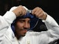 Andre Ward reacts as his unanimous decision defeat of Edwin Rodriguez is announced for the WBA super middleweight championsip at Citizens Business Bank Arena on November 16, 2013