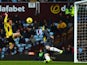 Emanuele Giaccherini of Sunderland fails to score from close range during the Barclays Premier League match between Aston Villa and Sunderland at Villa Park on November 30, 2013