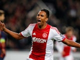 Danny Hoesen of Ajax celebrates scoring the second goal of the game during the UEFA Champions League Group H match against FC Barcelona on November 26, 2013