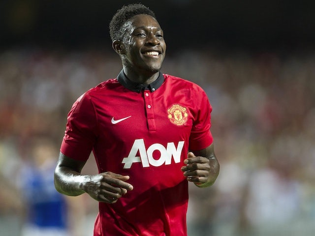 Danny Welbeck of Manchester United celebrates after scoring during the internationaly friendly match in Hong Kong on July 29, 2013