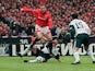 Eric Cantona in action for Manchester United against Liverpool on May 11, 1996.