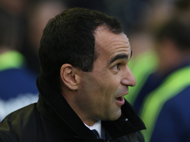 Everton manager Roberto Martinez during the Barclays Premier League match between Everton and Stoke City at Goodison Park on November 30, 2013