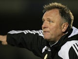 Gary Simpson gives instructions during the npower League Two match between Northampton Town and Macclesfield Town at Sixfields Stadium on February 21, 2012