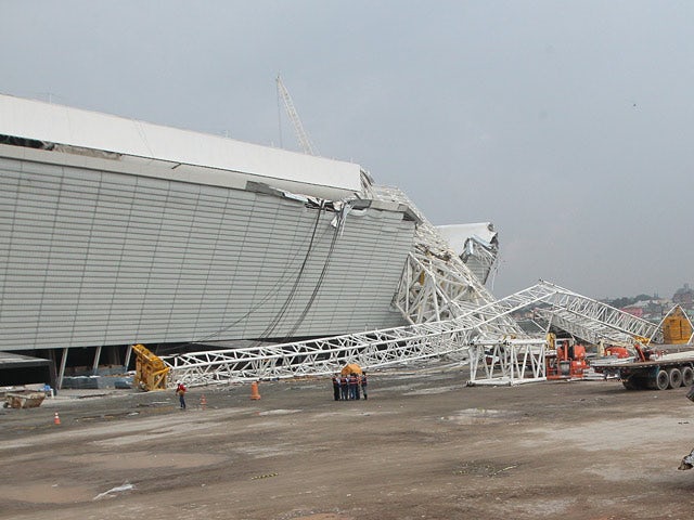 A crane collapsed during construction at the Itaquerao Stadium in Sao Paulo on November 27, 2013