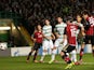 AC Milan's Brazilian forward Kaka (R) scores the opening goal during at the UEFA Champions League group H football match between Celtic and AC Milan at Celtic Park in Glasgow on November 26, 2013