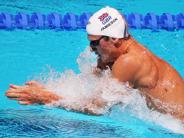 Michael Jamieson of Great Britain competes during the Swimming Men's Breaststroke 200m Final on day fourteen of the 15th FINA World Championships at Palau Sant Jordi on August 2, 2013