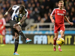 Moussa Sissoko of Newcastle United scores his team's second goal during the Barclays Premier League match against West Bromwich Albion on November 30, 2013