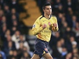 Arsenal's Robin Van Persie celebrates his goal against Fulham during their Premier League match on November 29, 2006