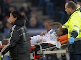 Chelsea's Cameroonian striker Samuel Eto'o is brought of the field in a stretcher after being injured during the UEFA Champions League group E football match against Basel on November 26, 2013