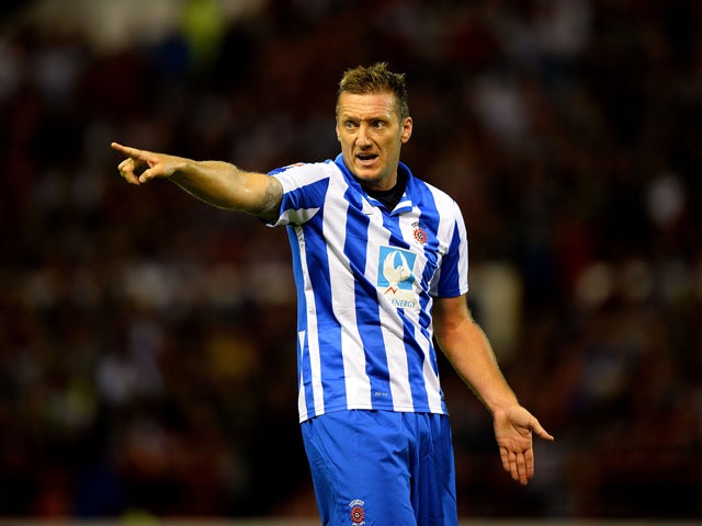 Steve Howard of Hartlepool United in action during the Capital One Cup First Round match between Nottingham Forest and Hartlepool United at City Ground on August 6, 2013