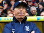 New Crystal Palace boss Tony Pulis looks on during the Barclays Premier league match between Norwich City and Crystal Palace at Carrow Road on November 30, 2013