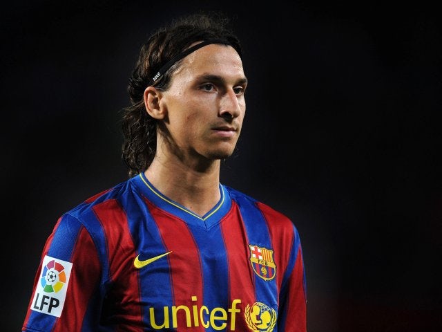 Zlatan Ibrahimovic in action for Barcelona on August 31, 2009.